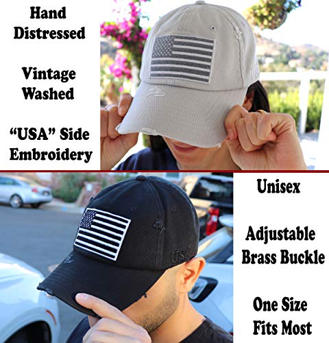 Image of Antourage American Flag Unisex Baseball Hat for Men and Women | USA Flag Mesh Snapback Flat Visor Cap + 2 Patriotic Patches