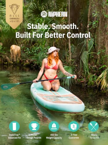 Image of Niphean Inflatable Stand Up Paddle Board with SUP Accessories, Anti-Slip EVA Deck, 10'6'' Inflatable Paddle Boards for Adults & Youth of All Skill Levels