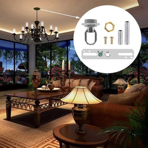 Image of ECUDIS Light Fixture Cross Bar Kit, 1 /4 IP Center Lamp Screw Collar Canopy Hardware Set (Nickel, Pack of 1)