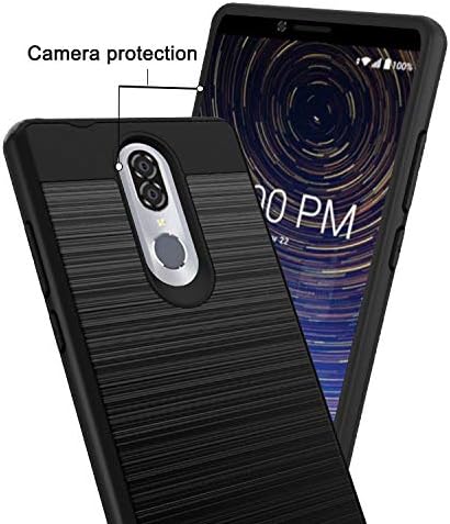IDEA LINE Coolpad Legacy Case with Tempered Glass Screen Protector, Hybrid Hard Shockproof Slim Fit Brushed Shockproof Protector Cover Heavy Duty Protective - Black