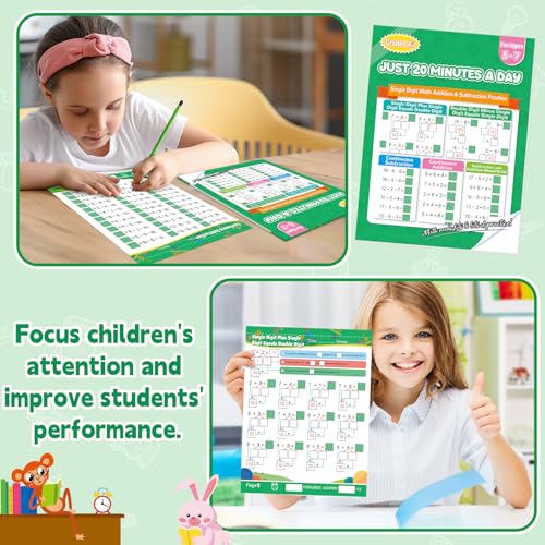 Image of Addition and Subtraction Workbook 1st Grade Math Workbook Math Worksheets Single&Double Digit Numbers Practice Math Worksheets for Home School, 56 Pages Front and Back, 5 Question Types