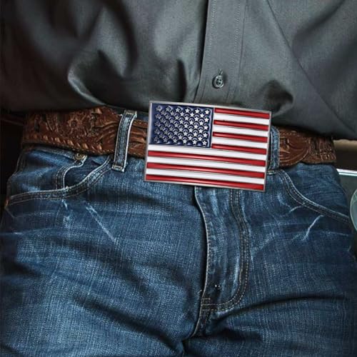 Hebilla de cinturón de bandera nativa americana para vaquero occidental y moda patriótica grande 3