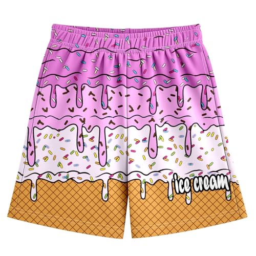 Boy's Summer Cute Print Beach Shorts Casual Kids Elastic Waist Graphic Shorts with Pockets for Girls 2-14 Years