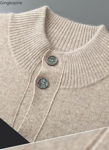 100% Wool Warm Winter Thick Asian Size Buttons Pockets Stand Collar Men Sweater Cardigan2