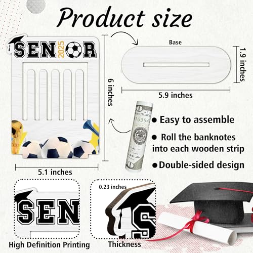 2025 Graduation Gift Money Holder Frame, Class of 2025 Grad Banknote Holder, Football Wooden Money Cash Personalized Football Highschool Gifts for Her Him, Graduation Party Decoration-A072