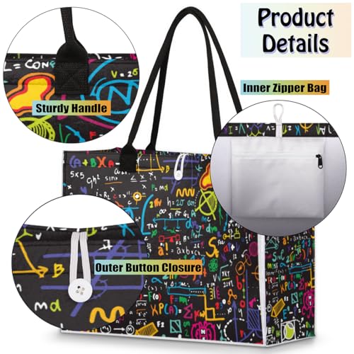 Mathematics Formula Subject Tote Bag for Women Large Beach Bag Reusable Tote Bags for Work Travel Beach Shopping4
