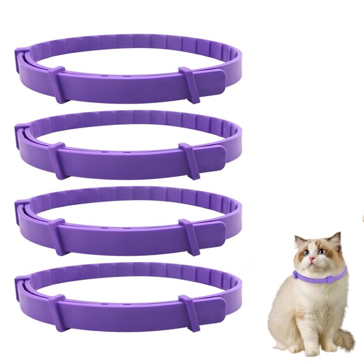 4er-Pack Beruhigendes Halsband für Katzen, Pheromone Katzen Beruhigende Halsbänder Verstellbare Anti Stress Katzenhalsband Lindert Angst Bei Katze...