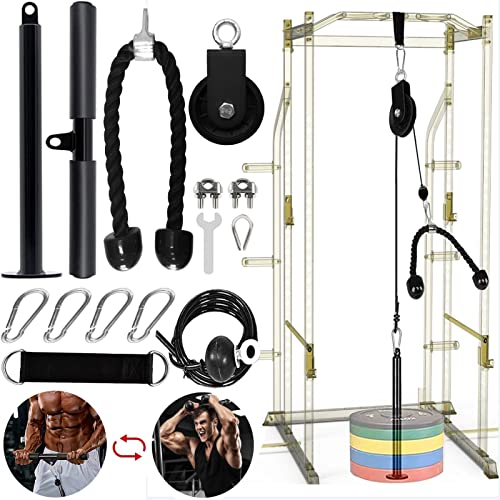 Favuit Cable Pulley System Home Gym, LAT Pull Down Weight Cable Pulley System DIY Home Gym Fitness Cable Machine Attachment for Gym LAT Pull Down Biceps Curl Tricep Arm Workouts