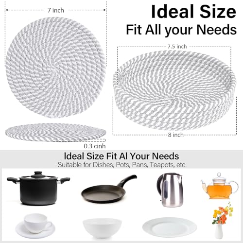 12pieces7inchtrivetmatsforhotdisheswith2storagebasketheatresistantpotholdersforkitchenhotplatematsfortablecountertophomeessentialsdecorationsforhomeandfarmhousegrey Urban Country Home Decor 12 pieces 7 inch trivet mats for hot dishes with 2 storage basket heat resistant pot holders for kitchen hot plate mats for table countertop home essentials decorations for home and farmhouse grey urban country home decor
