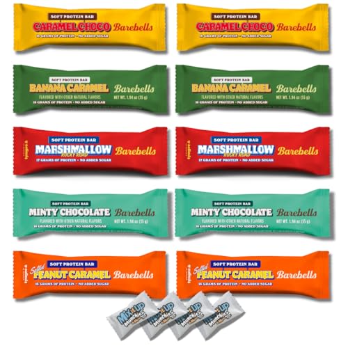 Soft Protein Bars Variety Pack 10-Pack (5 Flavors) with High Protein Great for Pre Workout and Post Workout Protein Snacks + 4 Mix It Up Mints | Bundled by Mix It Up | Healthy Gift Box