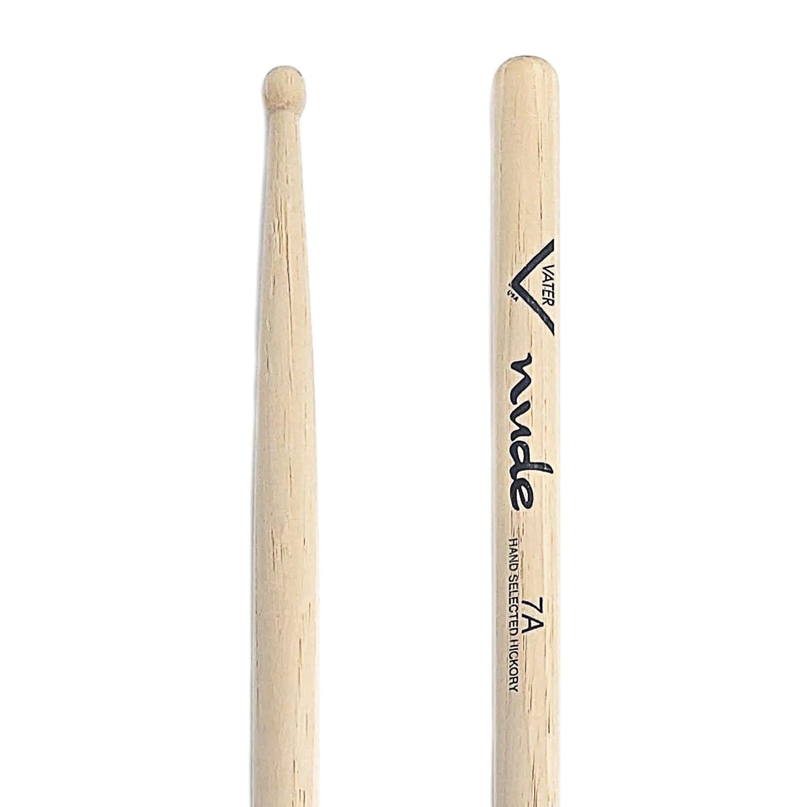 Vater 7A Nude Manhattan Wood Tip USA Hickory Drum Sticks VHN7AW