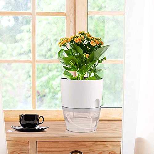 Kräutertopf Küche Set Fensterbank selbstbewässernd-3er Set Kräutergarten für die Küche,18.2X 11x 15.3 cm, für frische Küchenkräuter, weiß - Image 8