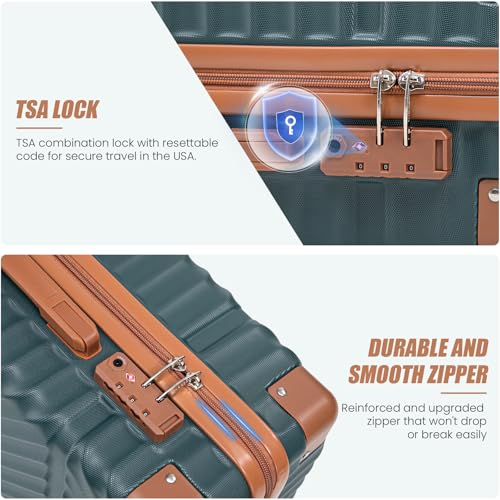 Image of Cosbarn Carry On Luggage 22x14x9 Airline Approved,3 Piece Luggage Set | Lightweight ABS Hardside Luggage,20Inch Carry On Suitcase,Suitcases with Wheels,TSA-Approved LocK,With Matching Backpack