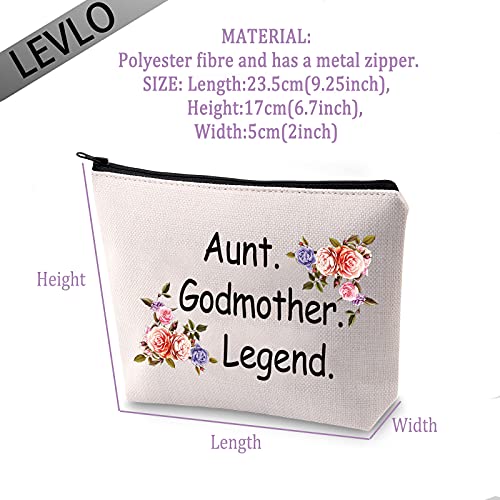 LEVLO Godmother Aunt Makeup Bags Godmother Gifts Aunt Godmother Legend from Godchild Baptism Christening Gift, Aunt Godmother Legend - Image 2