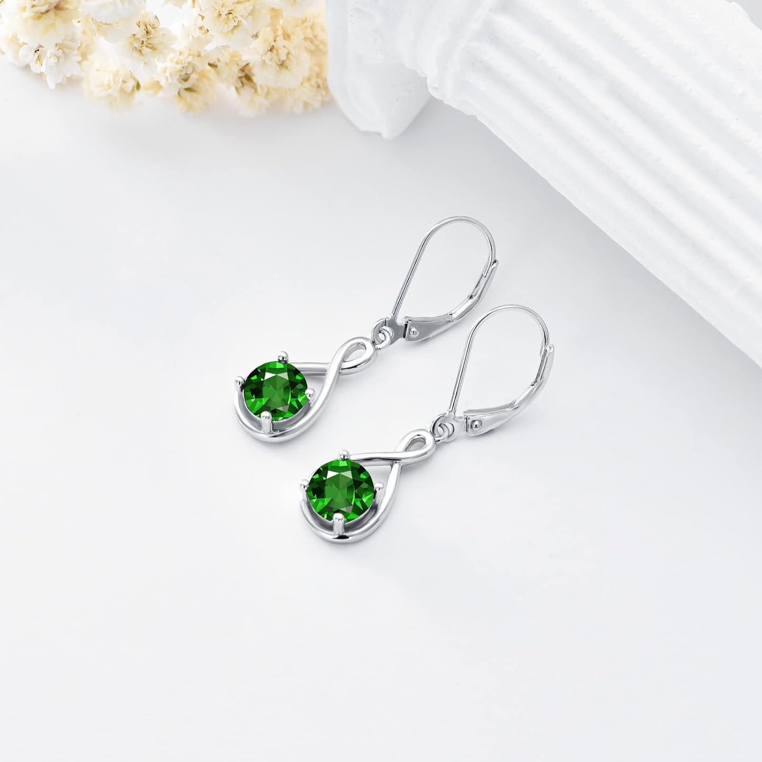 Seiyang Birthstone Dangle Drop Earrings 925 Sterling Silver Infinity Birthstone Earrings Valentine's Day Jewelry Gifts for Women Girls - Image 3