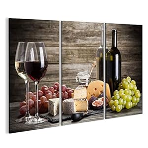 islandburner Afbeelding op canvas wijn & kaas stilleven – canvas foto’s in verschillende formaten voor woonkamer, slaapkamer of keuken – canvas schilderijen, wandfoto’s, posters