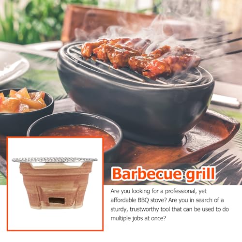 Poêle à charbon extérieur compact argile rustique et mini réchaud barbecue 19 cm - 8