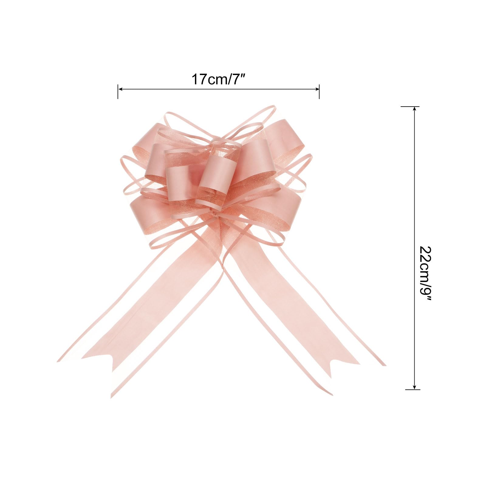 Uxcell 10pcs 9 Inch Giant Large Pull Bow Gift Wrapping Organza Bows Ribbon Dusty Pink for Wedding Baskets Presents Christmas - Image 2