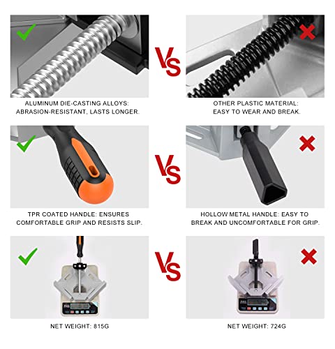 Housolution P723314095431 Right Angle Clamp, Housolution [4 Pack] Single Handle 90° Aluminum Alloy Corner Clamp, Clamps For Woodworking Adjustable Swing Jaw thumb #6