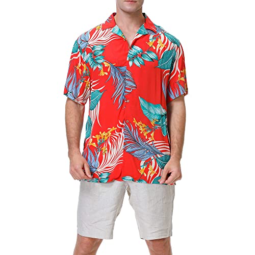 Damipow Mens Unique Pattern Hawaiian Shirt Beach Tropical Button Up Shirts Vacation Cruise Hawaii Summer Clothes2