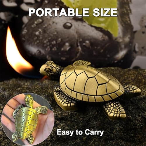 Encendedor de metal forma tortuga con llama suave recargable miniatura 4