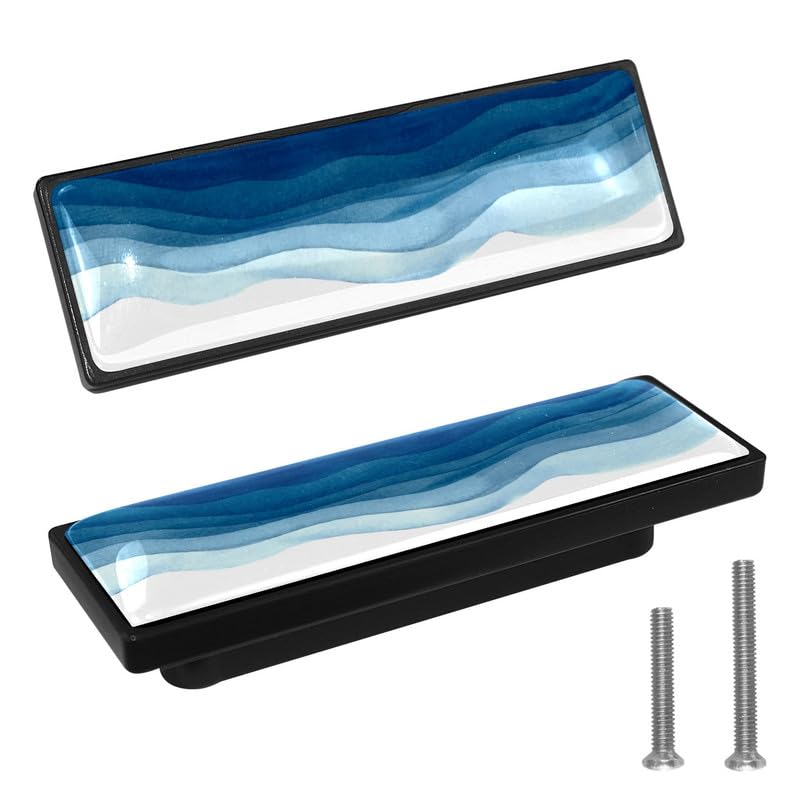 LORVIES 4 Pack 3.6" Gradient Decorative Cabinet Knobs, ABS Glass Rectangle Double Holes, Dresser Drawer Closet Door Handles Pulls for Home Kitchen