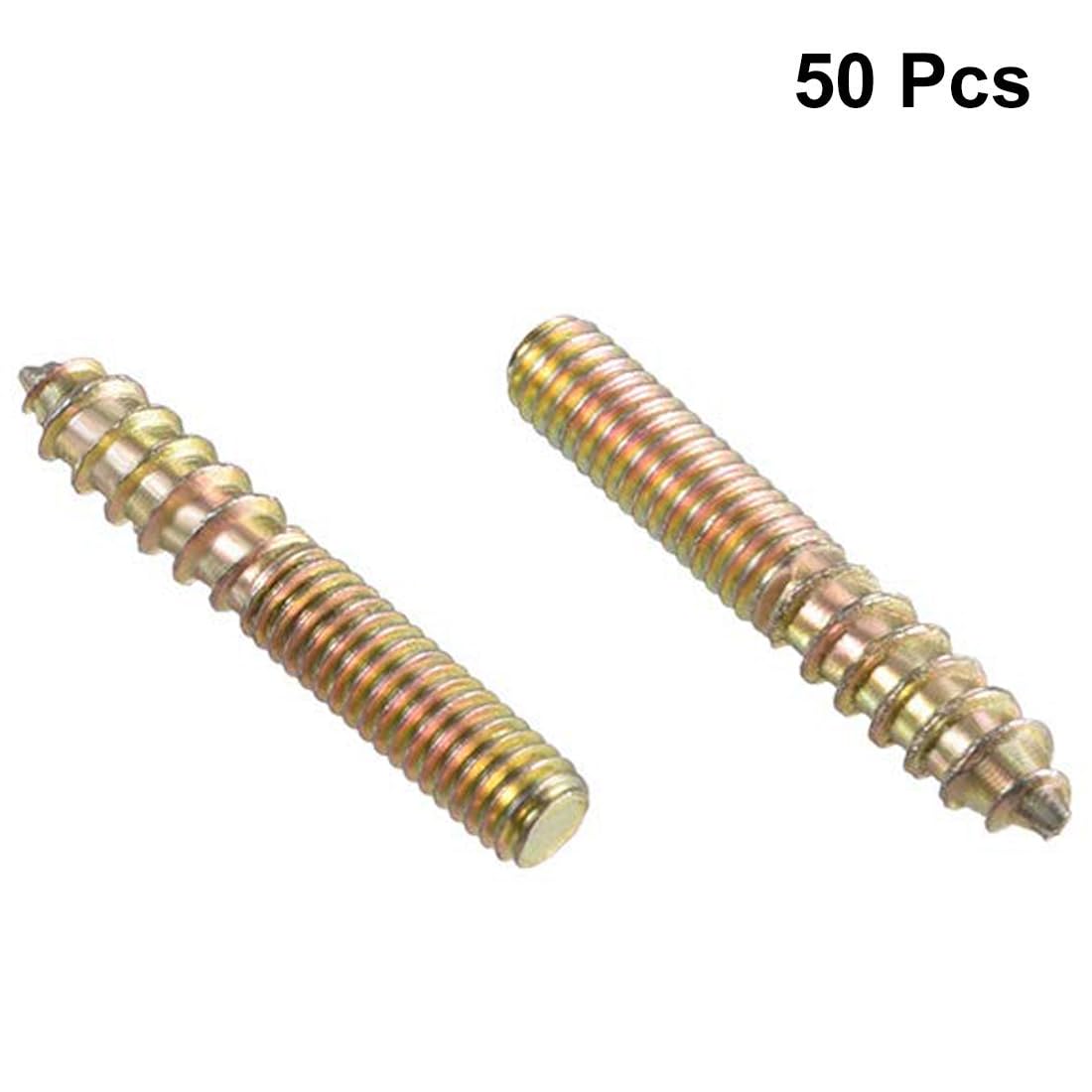 TOP-VIGOR 50Pcs Hanger Bolts, M4x25mm Double Headed Bolts Self Tapping Screw, Double Ended Dowel Screws, Screw Dowels Hanger - Image 3