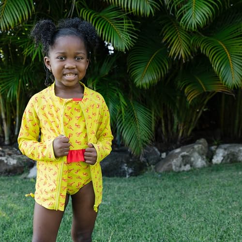 Image of SwimZip Girls' Long Sleeve Rash Guard & 1-Piece Swimsuit - UPF 50 Sun Protection