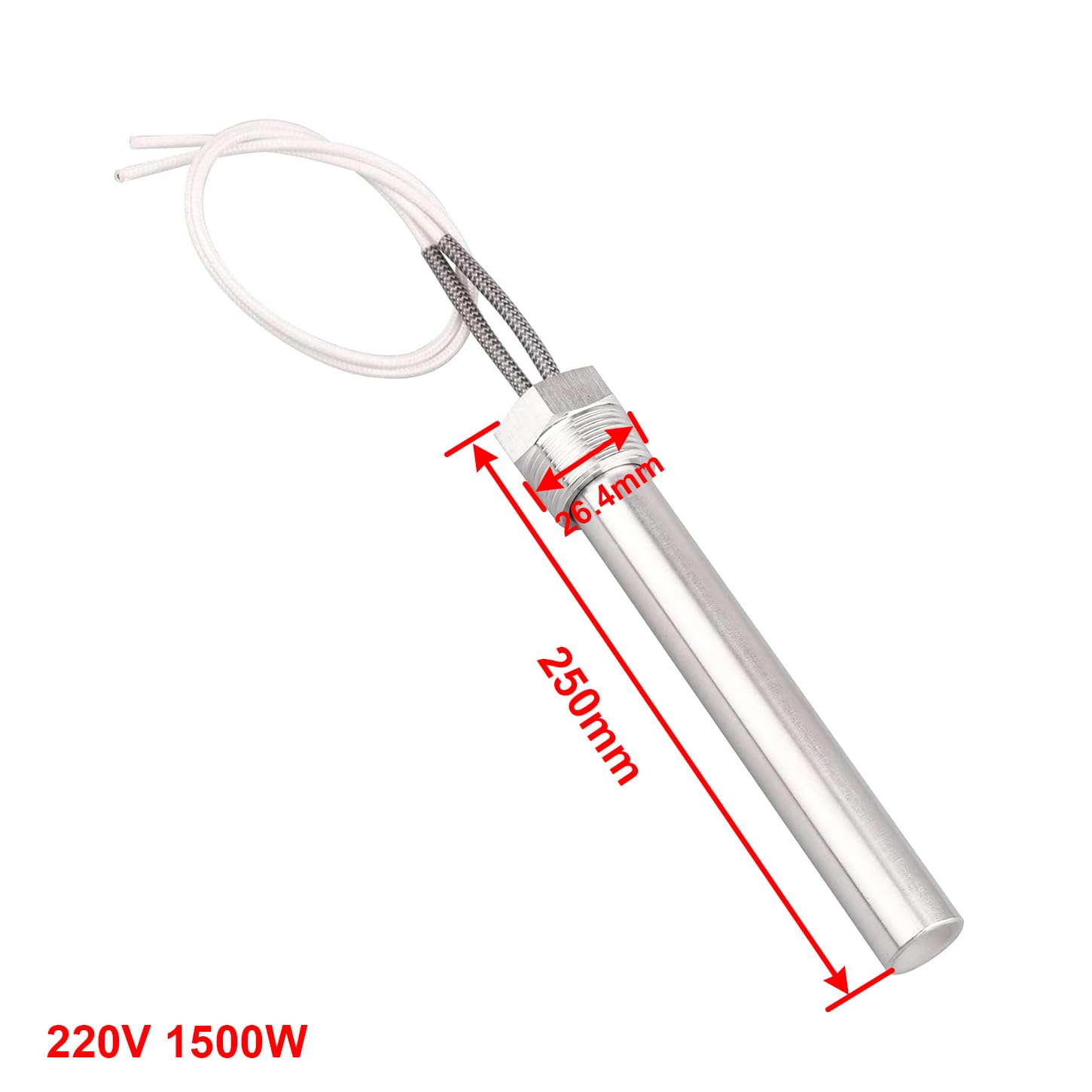 AIICIOO AC 220V 1500W Heizpatrone Heizelement Eintauchen Heizung 3/4 Zoll Flansch Edelstahl Elektrische Heizung
