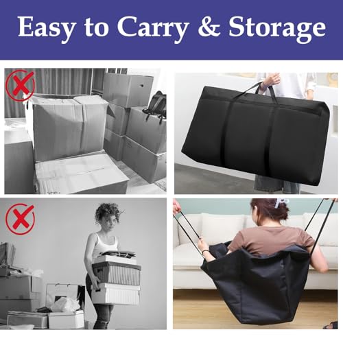 Kongming 2 Stück 180L Aufbewahrungstasche xxl Wasserdichte 600D Oxford Schwarz Extra Groß Umzugstaschen mit Reißverschluss Handgriff für Bettdecken Kissen Kleidung Bettwäsche Aufbewahrung Umzug