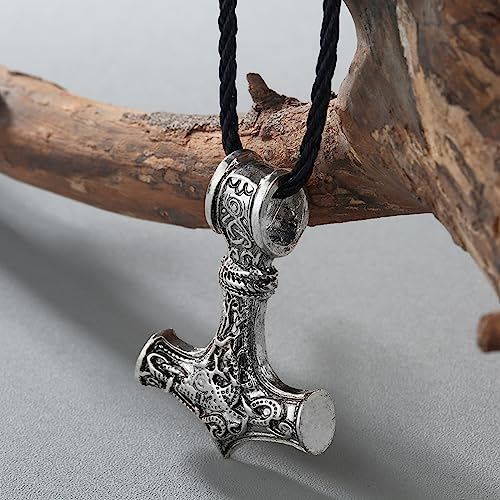 Collier marteau de Thor anti-irritation, pendentif Mjolnir celte et cuir confortable