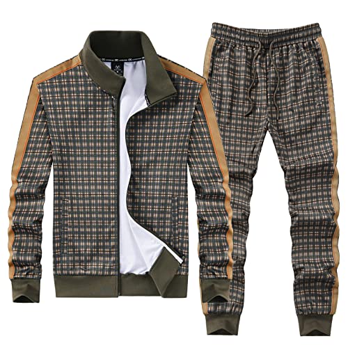 Image of ANOTWENER Men's Track Suits 2 Piece Stand-up Collar Long Sleeve with Double Side Pockets Jacket and Sweatpants