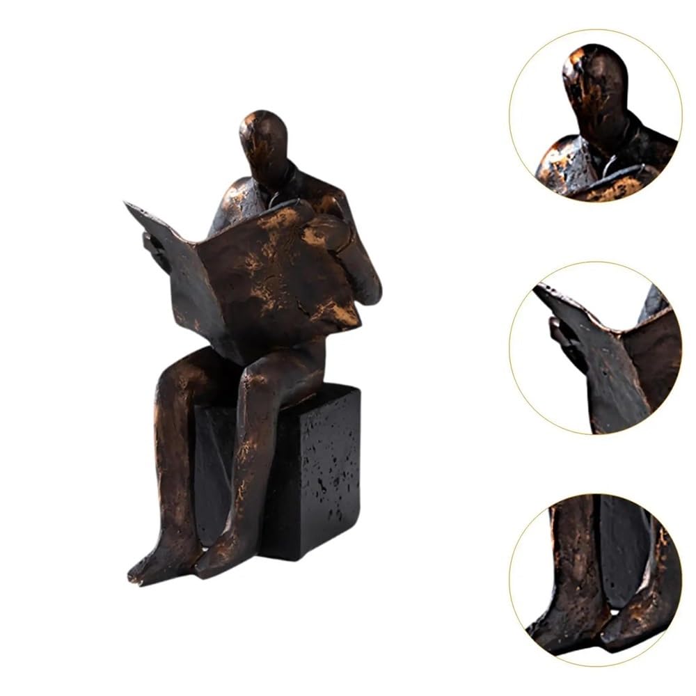 Fermalibri in Resina con statuina da Lettura, Scultura for mensole, scrivania da Ufficio Supporti per fermalibri(Woman)