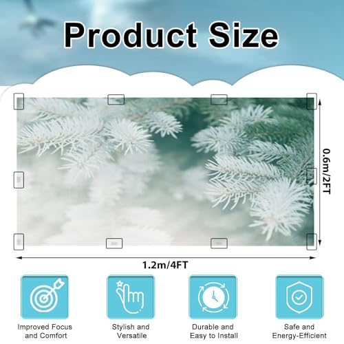 Image of 4 Pack Fluorescent Light Covers for Ceiling - Christmas Winter Snow Pine Tree Backgrounds Close Up Green Color White Magnetic Filters Diffuser Shade for Classroom Home Office School