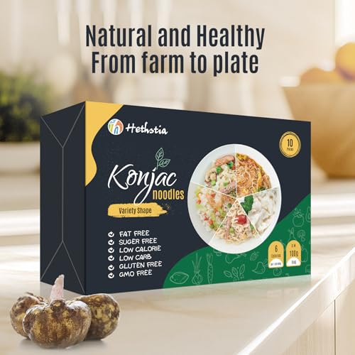 Image of Hethstia Konjac Noodle Variety Pack (Spaghetti, Fettuccine, Rice, Pho, Angel Hair), Pre-Cooked Low Carb Shirataki Noodle, 10-Pack Low Calorie Konjac Pasta, Keto, Vegan, Gluten-Free, Non-GMO, Healthy