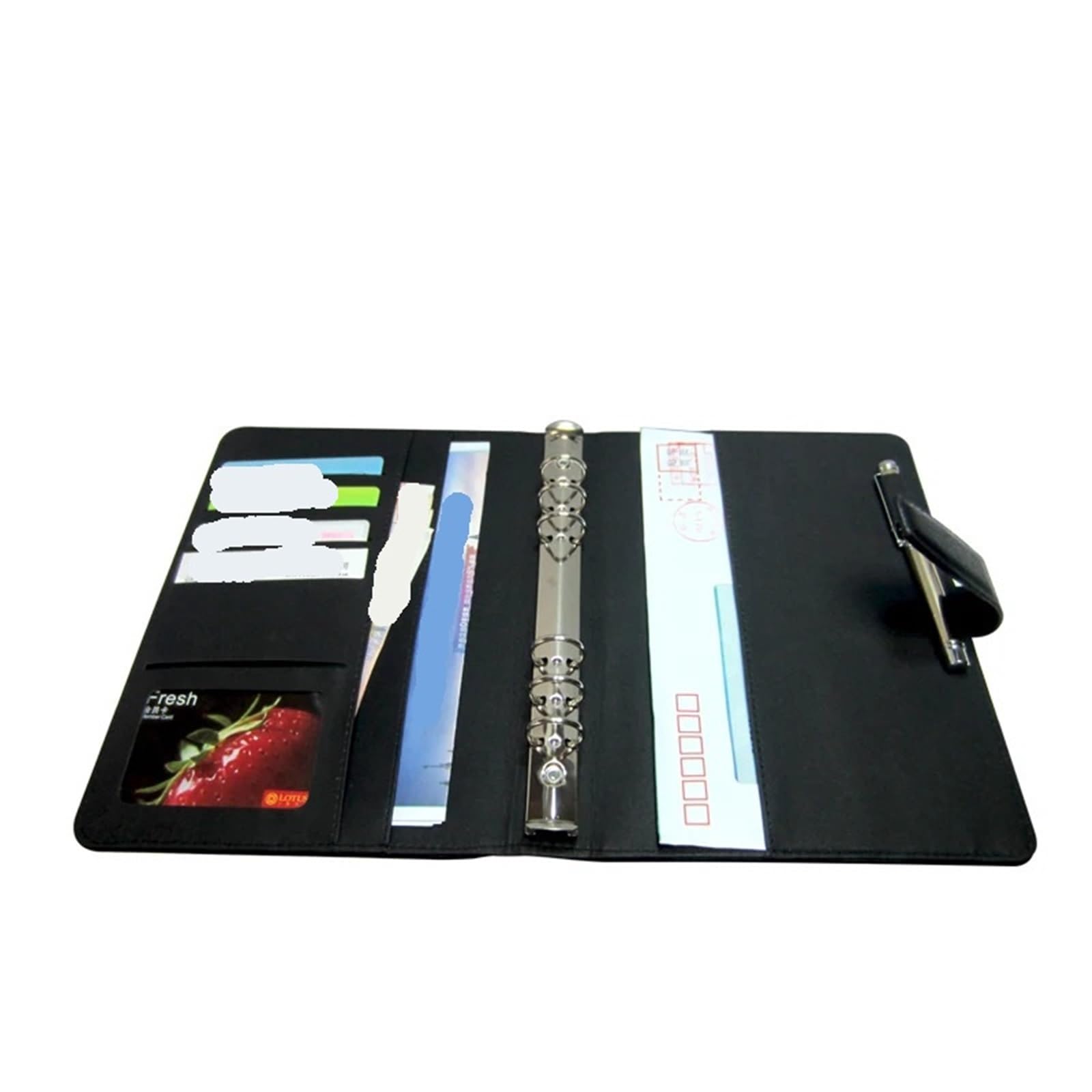 Documents En Cuir Agenda rechargeable A5, couverture de journal, carnet en cuir, ensemble d'organisation for papeterie scolaire(Black)