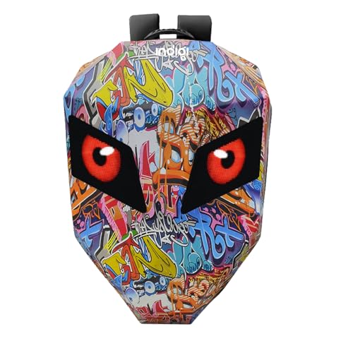 indigi Motorcycle Laptop Backpack Programmable Expandable Helmet Bag Shoulder Bag for Riding Hiking Travel Daily Use (Graffiti Style, Small)