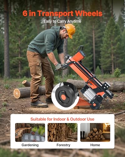 VEVOR Electric Log Splitter, 6.5 Tons Electric Wood Splitter, 1500W 15 Amp Motor, Portable Firewood Splitting Machine with 6" Wheels, Wood Splitters for Forestry Harvesting, Efficient & Secure - Image 5