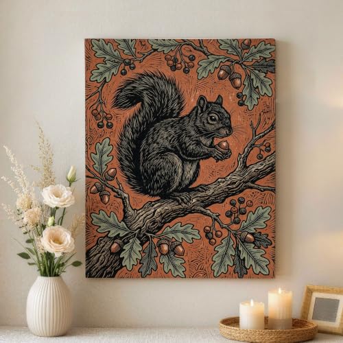 Cuadro lienzo de ardilla decorativo para pared de dormitorio y salón de 40x50 cm