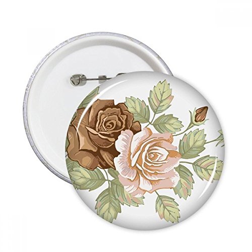 Badge bouton fleurs roses blanches lot de 5 pièces XL déco vêtement