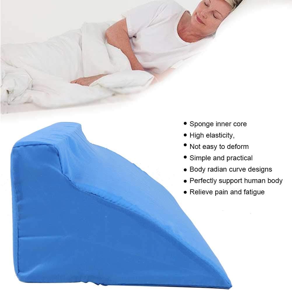 Bed Sore Pads, R-Shaped Cotton Bed Sore Pillow Sleeping Wedge Pillow Pregnancy Pillow Wedge Triangular Pad for Adults Bedridden People and The Elderly 19.7x9.8x5.9(Blue)