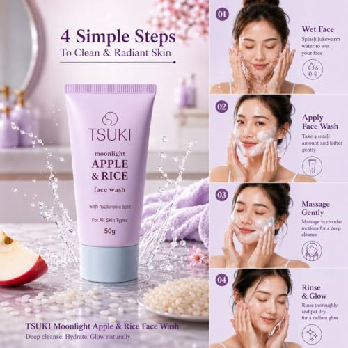 Image of Apple & Rice Facewash, 50 g | Deep Cleansing, Hydration & Skin Brightening, Gentle Daily Cleanser, For Dry, Oily & Combination Skin