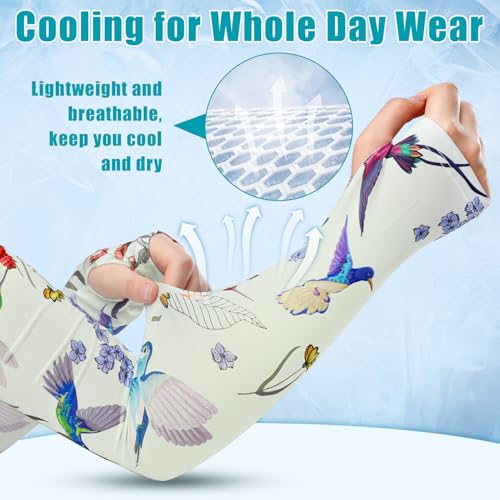 Image of Bebila Gardening Sleeves for Women Farm UV Sun Protection Anti-Scratch Cooling Sleeves with Thumb Hole Arms Cover Outdoors