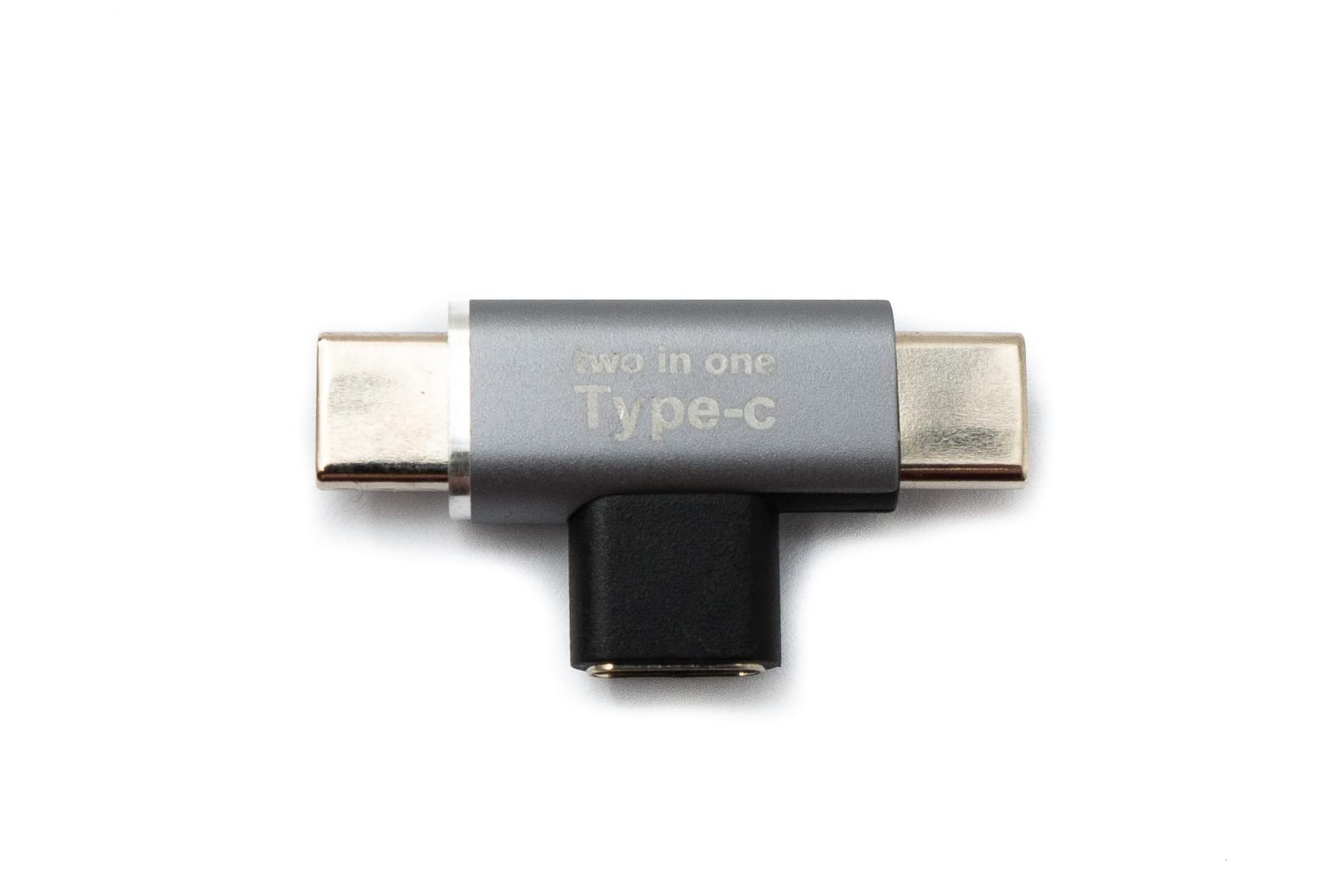 System-S USB 3.1 Y adapter typ C gniazdo na 2 x wtyczka kątowa kabel w kolorze szarym