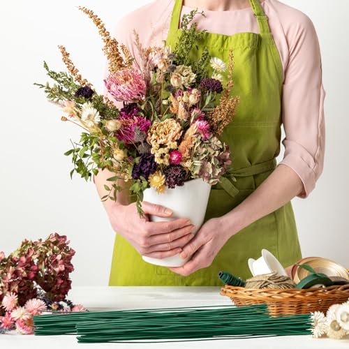 100 pcs floral stems wire for paper flower14 inch 2 gauge dark green floral stem wirecrafting floral stem for flower arrangements diybouquet stem wrapping and crafts