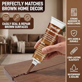 WanKuMi Brown Caulk, Brown Silicone Caulk, Caulking Sealant, Strong Bonding, Flexible, Waterproof for Interior and Exterior Doors, Window, Roofing Siding, Wood Flooring, Roofing etc, 100ml