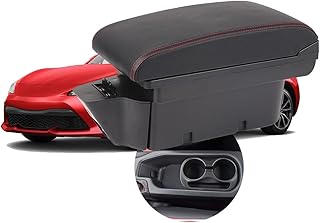Great-luck Center Console Armrest Box Car Armrest Accessories Double Storage with 2 USB Ports(red Stitches) for Toyota 86 2017 2018 2019 2020 Subaru BRZ 2013 2014 2015 2016 2017 2018 2019 2020