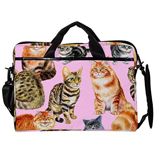 Bolso bandolera para portátil de 14 a 15 pulgadas con diseño de gatos