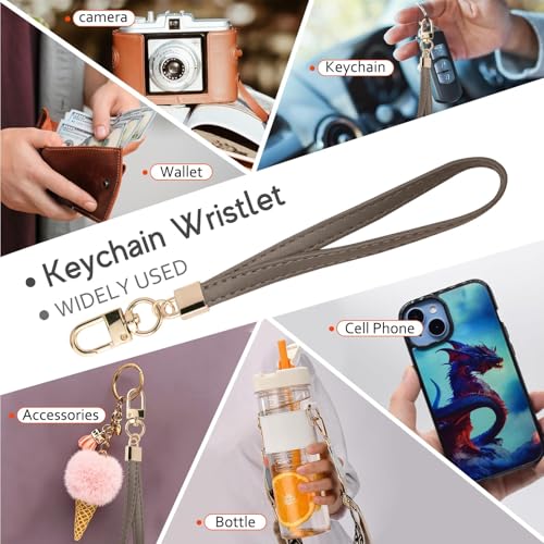 Image of KNGITRYI Small Wristlet Wallets for Women RFID Credit Card Holder Wallet Keychain Wristlet Wallet Credit Card Wallets for Women (Cement grey)