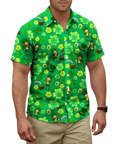 Image of Yoimira Hawaiian Shirts for Men, Print Mens Casual Short Sleeve Button Down Shirts Floral Aloha Beach Shirt